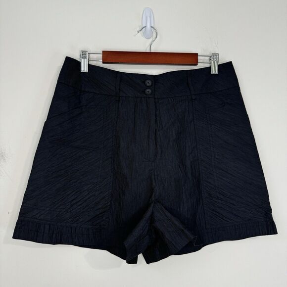 SNIDER by Staci Snider Linen Blend High Waisted Shorts Size 6 Black - Picture 2 of 12